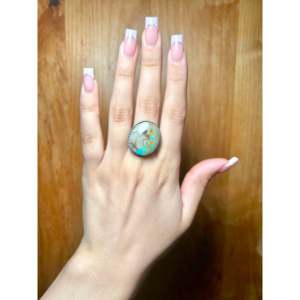 Anillo Navajo Hecho a Mano con Turquesa Boulder y Plata de Ley, Joyería Cultural Coleccionable, Talla 8.75 - Product Image 5