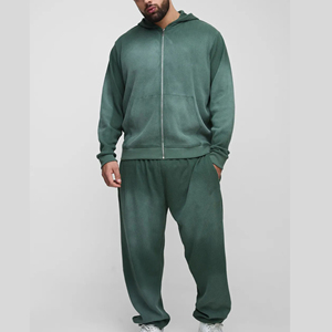 Sweat-shirt à capuche et pantalon de jogging à revers en molleton 100% coton sur mesure, coupe ample, décontracté, séchage rapide, pour homme - Product Image 4