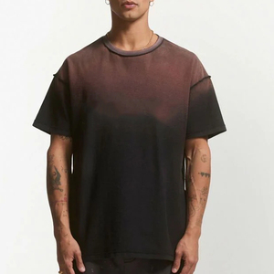 Nouveau design hommes 100% coton t-shirt blanc surdimensionné goutte épaule côtelé col rond vintage t-shirt vierge pour hommes logo personnalisé - Product Image 2