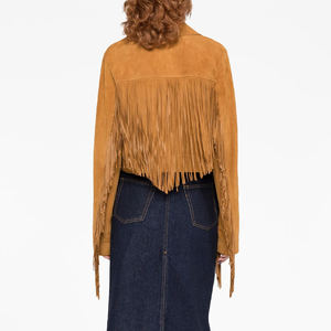 แจ็คเก็ตหนังกลับแต่งพู่มีสไตล์แฟชั่นหรูหราหรูหรา - Product Image 4