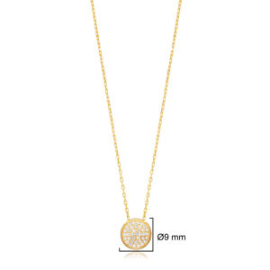 Collier en argent avec pendentif rond en zircon brillant, bijoux turcs en gros, fait à la main, argent sterling 925, cadeau pour femmes - Product Image 4