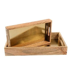 Juego de 2 bandejas de madera de gran tamaño con forma personalizada para servir comida de boda, bandeja de madera para proveedores más inmediatos de fábrica - Product Image 1