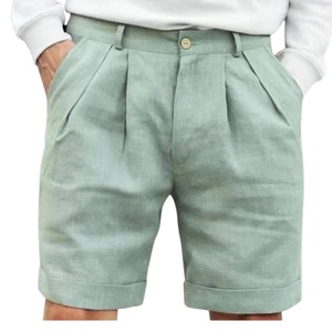 Pantalones cortos de lino y lana de pana informales elegantes sofisticados de alta calidad para hombres, pantalones transpirables antiarrugas para temporadas, pantalones hechos a medida - Product Image 4