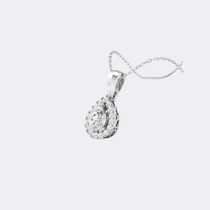 Collier pendentif halo en forme de poire serti pavé de diamants de laboratoire de 0,65 CTW, couleur D E F, VVS VS, or blanc, or rose, bijoux pour femmes - Product Image 4
