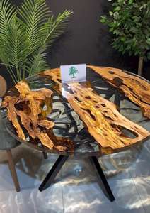 Mesa de centro de epoxi de madera de resina redonda moderna Muebles de sala de estar multifunción para el hogar - Product Image 2