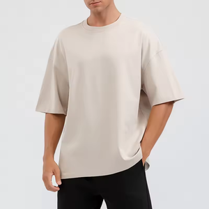 Camiseta de Verano Casual 100% Algodón para Hombre, Logotipo Personalizado, Talla Grande, Hombros Caídos, Cuello Redondo, Manga Corta - Product Image 3