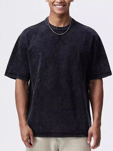 เสื้อยืดผู้ชายผ้าฝ้ายฟอกกรดแบบหลวมสำหรับผู้ชายเสื้อยืดพิมพ์ลายสกรีนลายว่างเปล่าโอเวอร์ไซส์ออกแบบได้ตาม100 - Product Image 2