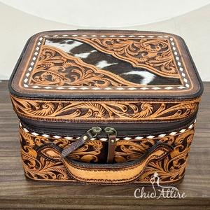 Nouvelle trousse de maquillage en cuir véritable de haute qualité, fabriquée à la main, élégante, avec fermeture éclair, étui à bijoux pour femmes, organiseur de voyage de luxe - Product Image 1