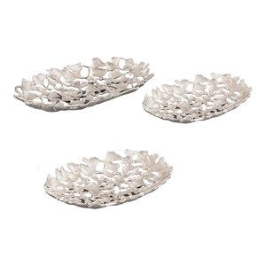 Bandeja de forma ovalada de Metal con diseño de trabajo de corte moderno con acabado de oro rosa para utensilios de cocina restaurante que sirve herramientas decorativas para ensaladas - Product Image 3