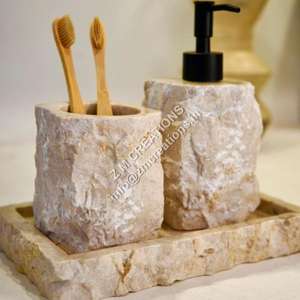 Meilleure vente ensemble de salle de bain en marbre vanités ensemble d'équipement de bain de style côtier étanche belle qualité ensembles d'articles de salle de bain en marbre - Product Image 2