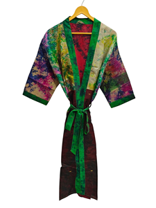 Vestido cruzado Túnica India Sari Robe Vestido de novia Vestido de maternidad Regalo Robe Beach Party Wear Indian Printed Silk Sari Kimono, - Product Image 2