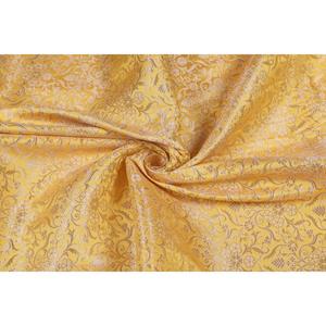 TRILOKI Yellow Brocade <b>Fabric</b> with Embroidery 44 Sewing DIY Crafting Fashion Design Metallic Poly Brocade by the Yard - Product Image 1