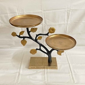 แท่นวางเค้กอลูมิเนียมสีเงินหยาบ2ชั้นสำหรับตกแต่งงานแต่งงานถาดโลหะสำหรับเสิร์ฟของตกแต่งงานปาร์ตี้ถ้วยเค้กจาน - Product Image 3