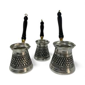 Ensemble de cafetière vintage en cuivre 3 pièces, gravé classique, pour le thé, pour la cuisine, durable, en céramique, verre, métal, plastique, cadeaux vintage - Product Image 4