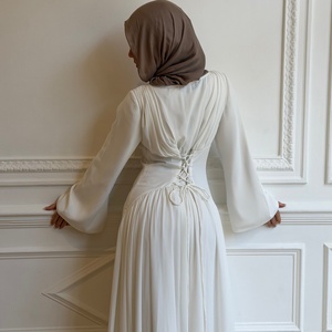 <span class=keywords><strong>Robe</strong></span> longue musulmane élégante en mousseline de soie avec corsage corset, Abaya Loriya, vêtements islamiques <span class=keywords><strong>d</strong></span>'été, jupe fluide modeste pour femmes - Product Image 5
