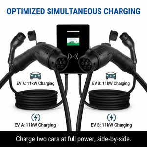 Compact Dual 11kW 22kW Wallbox EV Charger Type 2 GBT Type 1 OCPP 1.6J Smart APP Station for Concurrent Double Car Charging - Product Image 4