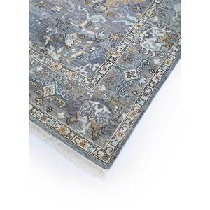 Alfombra Afgana de Lana Anudada a Mano en Gris y Negro con Patrón de Medallón para Decoración del Hogar - EA-1502 - Product Image 2