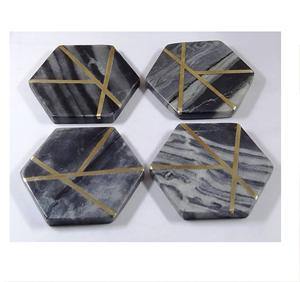 Heart Shape Coasters White <b>Marble</b> for Kitchen Office 2 Natural Wood And <b>Marble</b> Mango coaster Made In India - Product Image 3