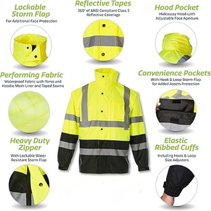Chaqueta DE SEGURIDAD Ropa de alta visibilidad Producción especializada personalizada de chaqueta de seguridad reflectante de trabajo impermeable Fabricado por Dress Sports - Product Image 5