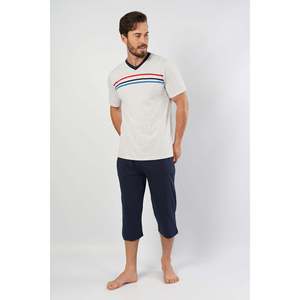 Conjunto de Pantalones Cortos y Camiseta con Cuello en V para Hombre CEPLI ERKEK P.SUPREM - Gris Melange - Gris Melange - Product Image 6