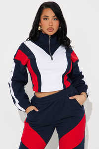 Otoño Invierno personalizable de alta calidad 1/4 zip poliéster mujeres Jogger conjuntos color block chándal mujer gimnasio chándal - Product Image 5