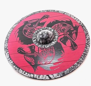 Dernier modèle de Bouclier médiéval Bouclier de loup Viking Couleur rose Bouclier de guerrier protecteur de rangée Fournisseurs indiens à vendre - Product Image 3