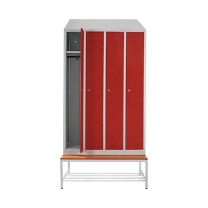Casier modulaire en forme de L avec banc intégré, casier de vestiaire de gym, armoire de <span class=keywords><strong>rangement</strong></span> en forme de Z, casier en acier pour personnel d'hôtel avec chaise-banc - Product Image 4