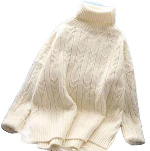 Pull décontracté pour femmes, col roulé, manches régulières, taille unique, hiver, logo frontal, pompon, ajouré, nylon/coton - Product Image 1