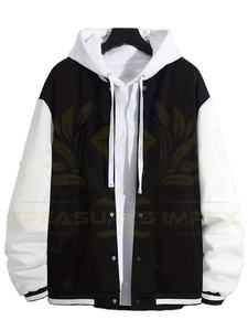 Sudadera con Capucha Oversize de Lona y Forro Polar Reversible Cortavientos con Cuello Alto y Estampado de Letras Estilo Urbano para Hombre Primavera Otoño Invierno - Product Image 2