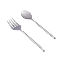 Serveur à salade en acier inoxydable de luxe moderne fait à la main, outils à salade, manche en spirale martelé, finition argentée, passe au lave-vaisselle, résistant au four