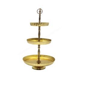 Wedding <b>Cakes</b> Desserts Decorating <b>Stands</b> Pleasant Design Tabletop Decorative Serving Ware for Parties <b>3</b> <b>Tier</b> Golden <b>Cake</b> Server - Product Image 1