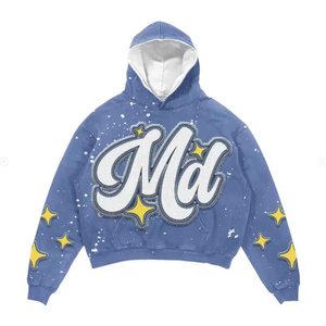 Bas prix 100% coton imprimé bouffant personnalisé crop top sweats à capuche pantalons de survêtement évasés survêtement élégant jogger ensemble pour hommes - Product Image 3