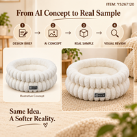 Coussin rond en peluche courte Yangyangpet pour animaux de compagnie, avec côtés hauts et design segmenté