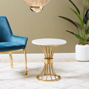 Table cylindrique ronde élégante en or conçue pour les chambres à coucher et les coins décoratifs avec un attrait intemporel - Product Image 4