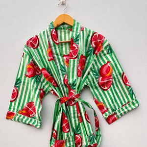 Green White Daisy Print Floral Cotton Kimono <b>Robe</b> Lightweight Summer Bathrobe Soft Sleepwear for <b>Spa</b> Boho Night Casual Dresses - Product Image 4