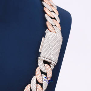 Fashion <b>Chain</b> Big Iced Miami Cuban Premium 14KT White and <b>Rose</b> <b>Gold</b> Lab Grown Diamond Hip Hop Necklaces For Men - Product Image 5