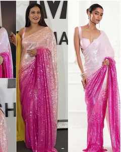 Sari de Georgette Suave de Primera Calidad con Lentejuelas para Ocasiones Especiales, Aspecto Elegante, Hermoso Drapeado, Idea de Regalo Perfecta para Fiestas - Product Image 2