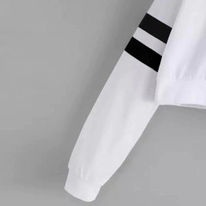 Sudadera recortada para mujer, jersey con cuello levantado, Dream Merch, manga larga, Sudadera con capucha a rayas, Top corto informal - Product Image 5