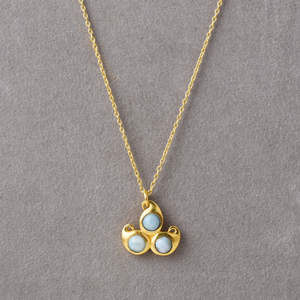 Collar de Plata de Ley 925 Larimar de forma redonda natural, collar de piedras preciosas Larimar - Product Image 5