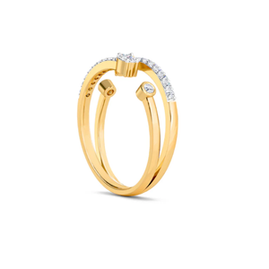 Double Diamond Open <b>Band</b> <b>Ring</b> for Women Stylish Modern Design Perfect for Engagement Gifts Everyday Fashion Jewelry - Product Image 3