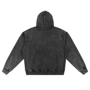 Sudadera con capucha de algodón 100% vintage lavada a medida, con logo frontal, estilo oversize, a la moda - Product Image 1