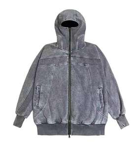 Sweat-shirt à capuche personnalisé de style streetwear, coupe ample, avec masque intégré et double fermeture éclair - Product Image 5