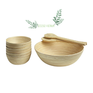 Saladier en bambou de haute qualité et bon marché avec 2 ustensiles de service/bol en bambou filé Vietnam du fabricant Eco2go Vietnam - Product Image 4