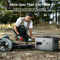Station d'alimentation portable de camping avec batterie de secours intégrée, onduleur à onde sinusoïdale pure MPPT, capacité 960 Wh, puissance 1000 W, LiFePO4