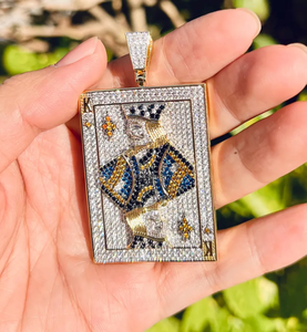 Collar con Colgante de Carta de Póker, Plata Helada con Diamante Moissanite, Diseño de Carta de Juego Helada, Collar de Moda Hip Hop - Product Image 2