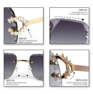 Fabricant de lunettes de soleil carrées sans monture de qualité supérieure, personnalisées, 3,2 carats, diamant naturel VS, taille diamant, protection UV400, unisexe - Product Image 6