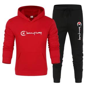Conjunto Deportivo Casual de Invierno para Hombre 2025, 2 Piezas, Sudadera con Capucha y Pantalones Deportivos, Estampado Urbano, 100% Algodón - Product Image 1
