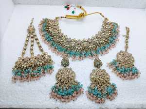 Ensemble de collier en mehndi avec maang tikka et pasa, bijoux de mariée, collier traditionnel indien pour les mariages, les occasions festives - Product Image 5