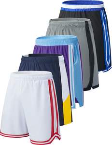 Pantalones cortos de entrenamiento de secado rápido para hombre, nuevo diseño con bolsillos y cintura elástica, patrón sólido informal, teñido liso - Product Image 5