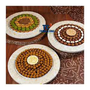 BANDEJA DE FREGONA REDONDA Premium para RAMADAN EID Holiday Chocolate Gift Vietnam Craft Factory Venta al por mayor OEM Diseño personalizado - Product Image 1